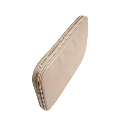 PU Leather Padded Laptop Sleeve Bag 13Inch Compatible with 2024 MacBook Air 13.6 A3113 M3 A2681,New MacBook Pro 13 M2 A2686 with Charger Pouch Color Sand - color: Sand, size: MacBook Air/Pro 13"
