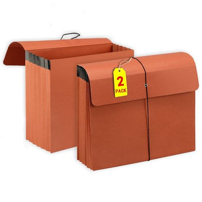 2 Packs Expanding File Folder with Flap and Cord Closure,5 Inch Expansion Accordion File Organizer,Letter Size - style: 2 Packs