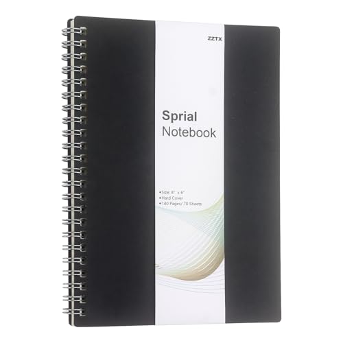 ZZTX 8 x 6 Inch Spiral Notebook Kraft Cover 140 Pages 1 Pack (Black) | College ruled, 70 Sheets, Wirebound