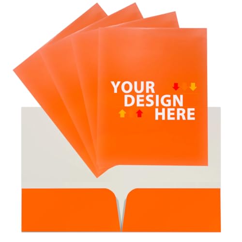 JAM PAPER Custom Printed Semi-Gloss Folders with Round Corner Pockets - Personalized Logo & Text - 10 pt C2S - Orange - 100/Pack - color: Orange, size: 10pt C2S - 100 Pack