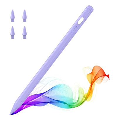 MoKo Pencil for iPad (A16) 11th 10th Gen, Stylus Pen for 2018-2026 Apple iPad 11/10/9/8/7/6/A16, Mini 7/6/5, Air M3/M2 11"/13"/5/4/3, Pro M4 13"/12.9"/11" Tilt Sensitivity, USB-C Fast Charging, Purple - color: Purple