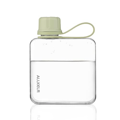 Portable Flat Water Bottle, 10.8 oz, Green | BPA-Free Tritan, leakproof, slim fit for purses, lightweight for hiking, backpacking, travel - color: Green, size: 10.8 Ounces