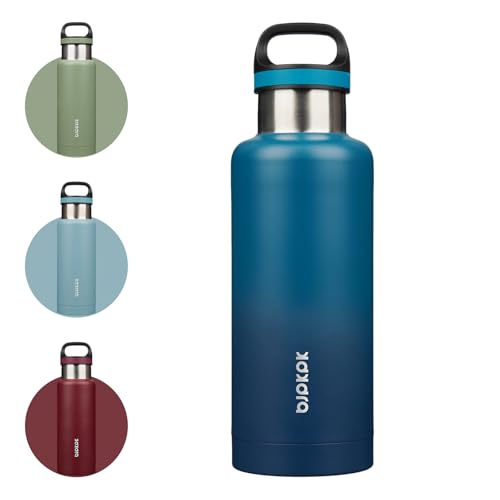 BJPKPK Insulated Water Bottle 32OZ Stainless Steel Water Bottle with Handle Double Walls Vacuum Insulated BPA Free Flask, Indigo Black - color: Indigo Black, size: 32 Ounces