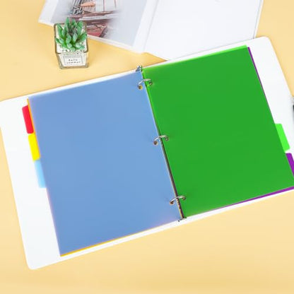 6 Sets 5 Tab Binder Dividers, Plastic Binders Dividers with Tabs Colorful Big Tab Fit Standard 8.5 X 11 Sheets, Dividers for 3 Ring Binder