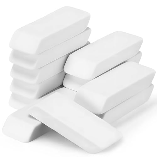 12 Count White Pencil Erasers Rectangular Rubber Eraser Bulk for Bag Supplies Gift Teacher Student - color: White