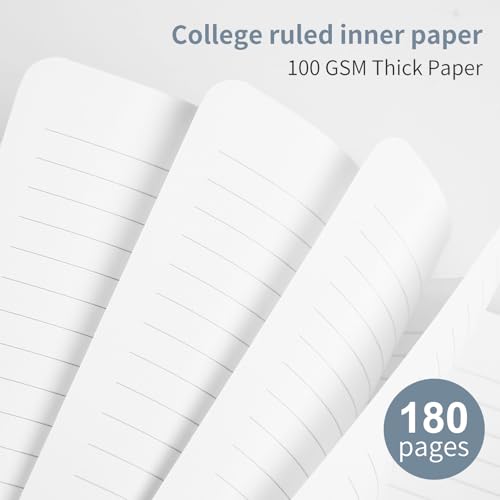 Spiral Notebook - 7.24" x 10" College Ruled Journal with Inner Pockets and 180 Pages, PU Leather Cover Business Journal, Twin-Wire Binding Notebook Perfect for Office & Home School Supplies ReefBlue - color: 001-Reef Blue-1pack, size: B5-180 pages