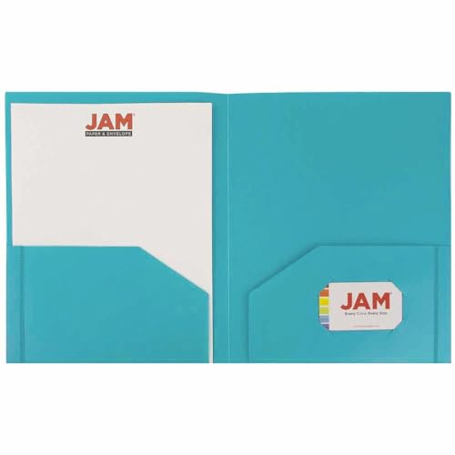 JAM PAPER Heavy Duty Plastic 2 Pocket Extra Tough School Folders - Teal Blue - 3/Pack - color: Teal Blue, size: 3 Per Pack