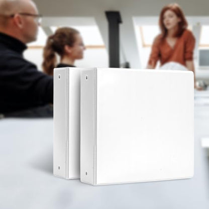3 Ring Binder 2 Inch, ViVin Sturdy 2"-Round Ring Binder with 2 Interior Pockets, Clear View Cover, PVC-Free, Fits 400 Sheets of 8.5'' x 11'' Paper, Office Home School (6 Pack, White) - color: White, size: 2 Inch, style: 6 Pack