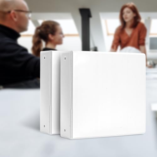 3 Ring Binder 2 Inch, ViVin Sturdy 2"-Round Ring Binder with 2 Interior Pockets, Clear View Cover, PVC-Free, Fits 400 Sheets of 8.5'' x 11'' Paper, Office Home School (6 Pack, White) - color: White, size: 2 Inch, style: 6 Pack