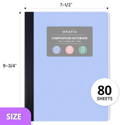 ONAVIA Plastic Composition Notebook Wide Ruled 4 Pack, 160 Pages, Black | 80 ct, 9.75 x 7.5 in, Poly Comp Books, Waterproof, Durable, Sewn Binding, School Notebooks, Students, Note Taking - color: Black, style: 4 Pack