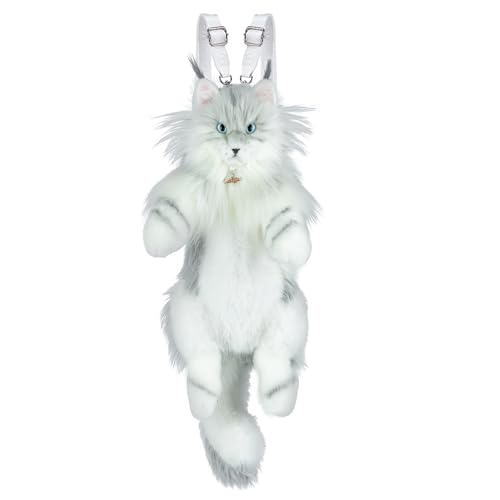 Chongker Cat Shaped Backpack - Handcrafted Stuffed Animals Plush Bag with Adjustable Shoulder, Crossbody, and Handbag Straps - style: Silvertiger Cat