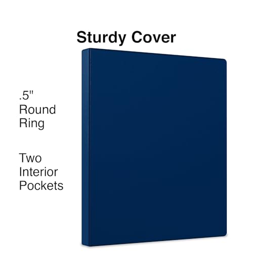 Staples Simply Economy 0.5-Inch Round Ring Non-View Binder, Holds Up to 100 Sheets, Navy, Lightweight Binder for Office & School - color: 1 Pack, size: 0.5" Inch, style: Navy