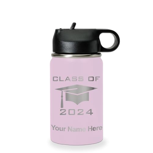 LaserGram Personalized Water Bottle, Grad Cap Class of 2023, 2024, 2025, 2026, 2027, Stainless Steel Double Wall Vacuum Insulated with Flip Top Straw, Custom Engraved Gift (12oz / 335ml Lavender) - color: Lavender, size: 12 Ounces