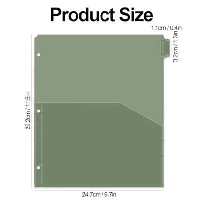 Koqye Binder Dividers with Pockets - 8 Plastic Dividers for 3 Ring Binders - A4 Bividers with Tabs for Planners (Dark Green - 1 Pack)