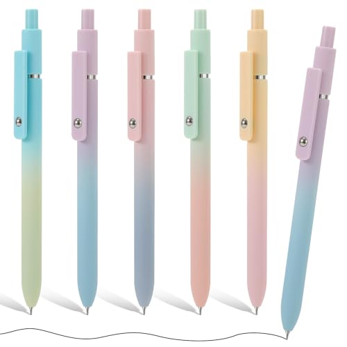 Gel Pens, 5Pcs Smooth Writing Medium Point 0.7mm Pens for Journaling, Black Ink Cute Stationary Office Desk Accessories, Aesthetic School Office Supplies for Women (5Pcs Gradient-Black Ink) - color: 5Pcs Gradient-Black Ink