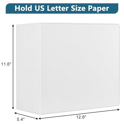 CIXILDTS 5-Inch 3 Ring Binder, Standard 5" Slant-D Ring Binder Fit Letter Size Paper, Presentation View Binders, White, 2-Pack - color: White, size: 5", style: 2-Pack