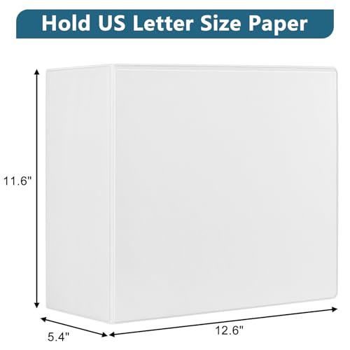 CIXILDTS 5-Inch 3 Ring Binder, Standard 5" Slant-D Ring Binder Fit Letter Size Paper, Presentation View Binders, White, 6-Pack - color: White, size: 5", style: 6-Pack