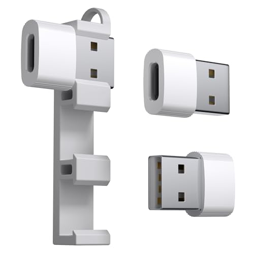 TIANSONG USB to USB C Adapter,3Pack USBC Female to USB A Male with Convenient Carrier, Type C Converter for iPhone 17/16/15/14/13/12, iPad, iWatch, AirPods,Galaxy S25/S24 (White) - color: White