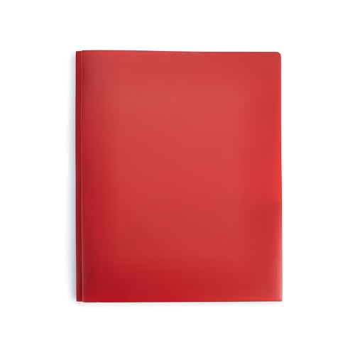 Amazon Basics Heavy Duty Plastic Folders with 2 Pockets for Letter Size Paper, Red and Blue, 2-Pack - size: 2-Pack, style: 2 Pockets