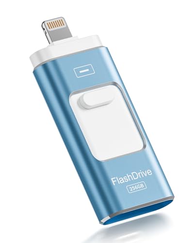 Apple MFi Certified 256GB Flash Drive for iPhone Thumb Drive Photo Stick, USB Memory Stick iPhone Flash Drive for Photos Videos, High Speed Jump Drive Compatible for iPhone/iPad/Android/PC (Blue) - color: Blue, size: 256gb