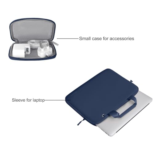 MOSISO Laptop Case 13.3 inch, 13-13.3 inch Laptop Sleeve Bag Compatible with MacBook Air/Pro 13 / Pro 14, HP Dell ASUS, Neoprene Carrying Computer Bag with Handle&Detachable Small Case, Navy Blue - color: Navy Blue, size: 13.3 inch