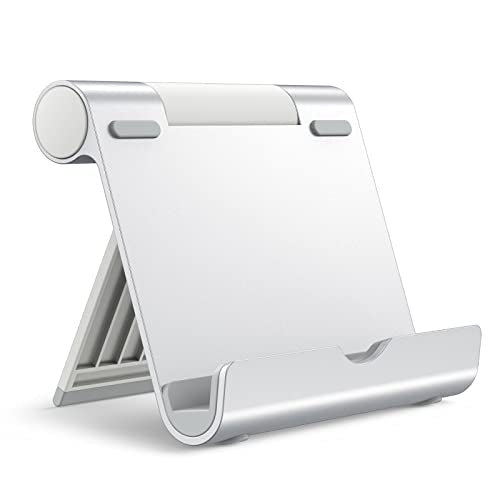 JETech Foldable Tablet Stand for 4-11" Tablets and Phones, Silver | Adjustable Portable Desktop Holder, Foldable Dock for iPad/iPad Pro/Air/Mini, Galaxy Tab A8/A7 Lite/A7/S8/S7, Kindle, etc - color: Silver