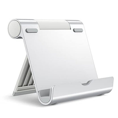JETech Foldable Tablet Stand for 4-11" Tablets and Phones, Silver | Adjustable Portable Desktop Holder, Foldable Dock for iPad/iPad Pro/Air/Mini, Galaxy Tab A8/A7 Lite/A7/S8/S7, Kindle, etc - color: Silver