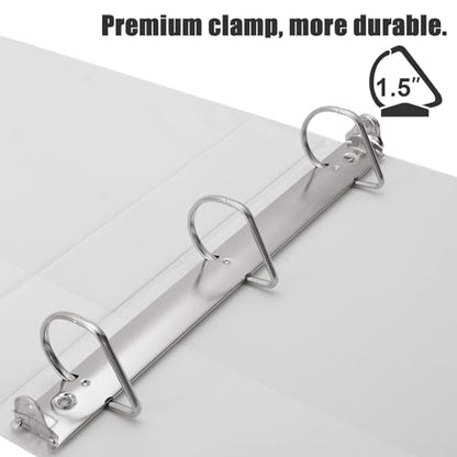 COMIX Heavy Duty 1 1/2 inch Slant-D Ring View Binder, 1.5 inch 3 Ring Binders, Hold 350 Sheets of 8.5" x 11" Paper, 8 Pack (White) - color: White, size: 1.5 inch, style: 8 Pack