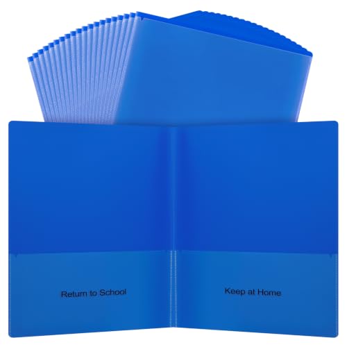 Apipi 24 Pcs Take Home Folders with Pockets for Elementary Students, Blue | Durable Kindergarten Parent-Teacher Communication Plastic Folders, Back to School Teacher Supplies for Classroom - color: Blue