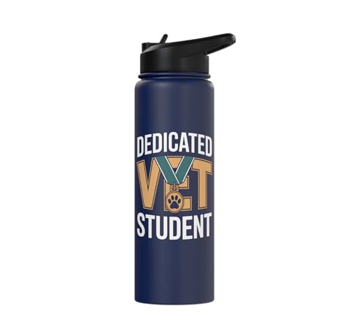 Dedicated Vet Student Veterinary School Stainless Steel Insulated Water Bottle - color: Navy Blue
