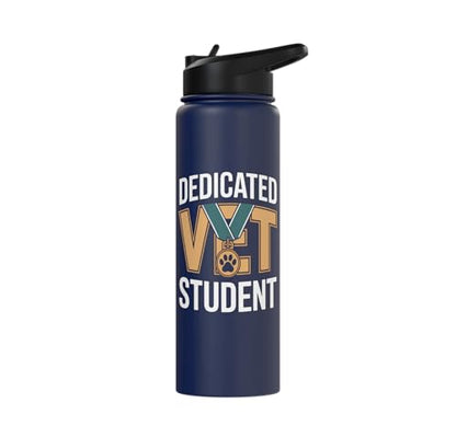Dedicated Vet Student Veterinary School Stainless Steel Insulated Water Bottle - color: Navy Blue