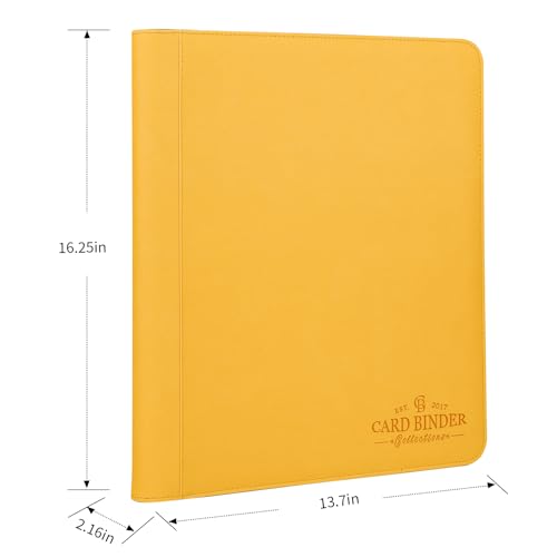 Toploader Binder,Toploader Hard Cases, 9-Pocket Pages Sleeves Hold up 288 Cards.Toploader Card Binder with Sleeves for “3×4” rigid，Card Holder(yellow1) - color: yellow1, size: 9 Pocket 288 Toploader