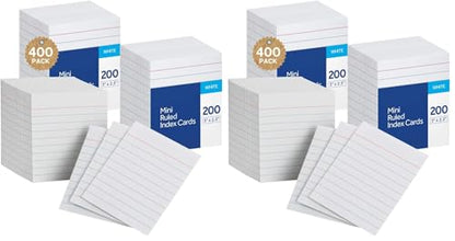 1InTheOffice Ruled Mini Index Cards 3 x 2.5, White Small Index Cards 2x3, 400/Pack (Pack of 2) - size: small (Pack of 2)