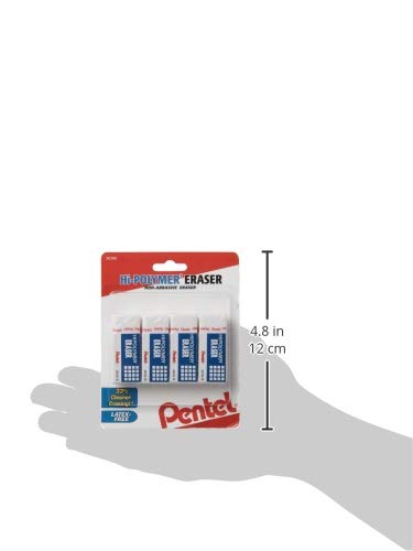 Pentel Hi-Polymer Block Eraser, Small | White | Pack of 8 | ZEH05BP4 - size: 4 Count (Pack of 2)