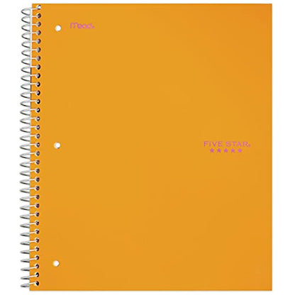 Five Star Spiral Notebook, 1 Subject, College Ruled Paper, 100 Sheets, 11" x 8-1/2", Bright Orange (38743) - color: Orange
