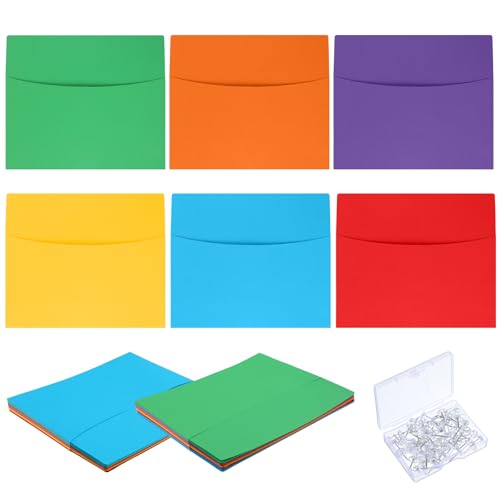24 Pcs Oversized Wall Pockets 10 x 12 Inches 6 Colors Assortment Hanging Wall File Folder Organizer for Classroom Bulletin Boards Office Home Studying (Bright Color) - color: Bright Color