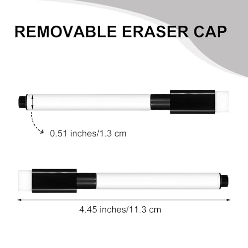 20PCS Dry Erase Markers, Black Magnetic Whiteboard Marker with Eraser Cap, Mini Fine Tip Erase Markers Bulk, Erasable Markers for Teachers Office School Supplies