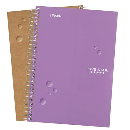 Five Star Spiral Notebook, 2 Subject, College Ruled Paper, 6" x 9.5", 80 Sheets, Amethyst Purple (840029CF1-ECM) (Pack of 12) - color: Purple, size: Pack of 12