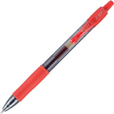 Pilot G2 Premium Gel Roller Pens, Fine Point 0.7 mm, Red Pens, Pack of 12 - Ideal for School, Journaling & Office Writing - color: Red