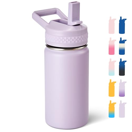 Fijinhom 12 oz Kids Water Bottle, Toddler Water Bottle with Straw, Boys&Girls Bottle for School, 304 Stainless Steel Vacuum Insulated Bottle for Kids, BPA-Free, Leak-Proof, Lilac - color: Lilac