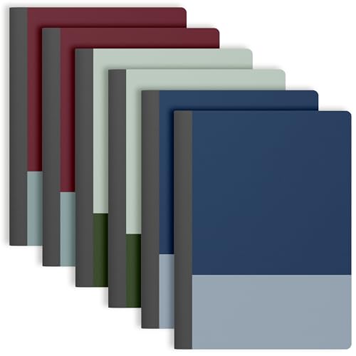 PAPERAGE 6-Pack Composition Notebook Journals, 140 Pages, 3 Unique Decorative Covers with College Ruled Lined Paper, (Dark Colorblock), 7.5 in x 10 in – Notebooks for School, Office, or Home - color: Dark Colorblock