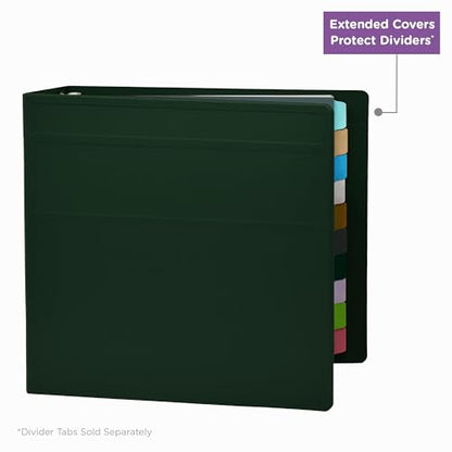 Carstens 4-Inch Heavy Duty 3-Ring Binder - Side Opening, Forest Green, Durable Plastic, Precision No-Gap Rings, Waterproof Cover, No Pockets, Holds 600 US Letter Sheets, BPA-Free Made in USA (1850-3R) - color: Hunter Green, size: Individual