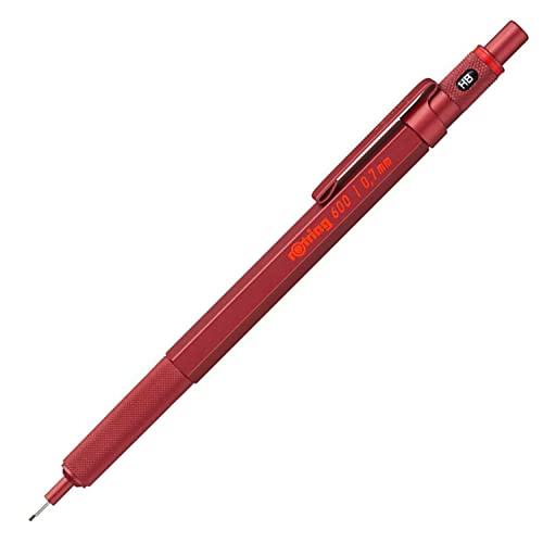 rOtring 600 Mechanical Pencil | HB 0.7 mm | Red All-Metal Body | Hexagonal Barrel - color: Red, size: 0.7mm