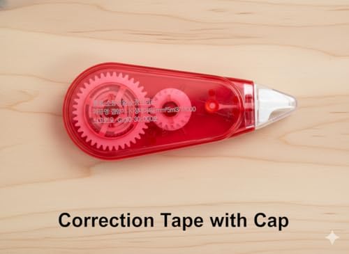 Correction Tape Mini with Cap, (Pack of 3) Compact White-Out Tape Rollers, Rotating Head for Smooth Application, 5mm x 16.4ft Each, Office and Study Supplies