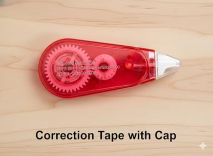 Correction Tape Mini with Cap, (Pack of 3) Compact White-Out Tape Rollers, Rotating Head for Smooth Application, 5mm x 16.4ft Each, Office and Study Supplies