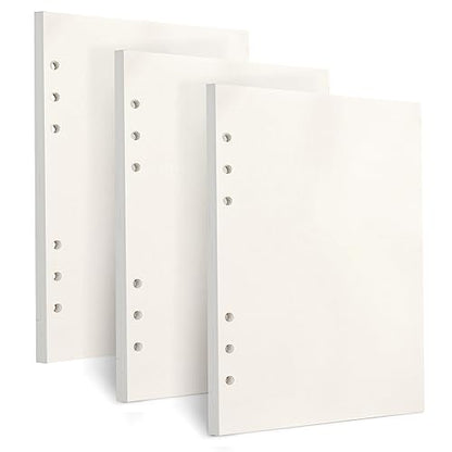 Toplive A5 Refill Paper, [3 Pack] 100GSM Thick 6 Hole Filler Inserts - 135 Sheets (270 Pages) for 6 Ring Binder Journal Notebook, Blank - style: 3Pack Blank Paper