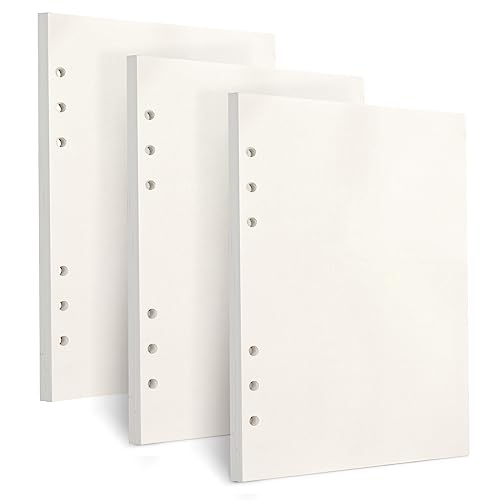 Toplive A5 Refill Paper, [3 Pack] 100GSM Thick 6 Hole Filler Inserts - 135 Sheets (270 Pages) for 6 Ring Binder Journal Notebook, Blank - style: 3Pack Blank Paper