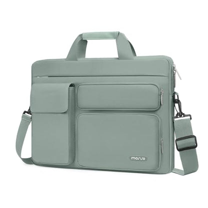 MOSISO Laptop Shoulder Bag 15.6 inch, 15-15.6 inch Computer Bag | Compatible with MacBook Pro 16 inch, HP, Dell, Lenovo with 2 Raised&1 Flapover&1 Horizontal Pocket&Handle&Belt, Antique Green - color: Antique Green, size: 16 inch