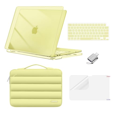MOSISO Compatible with MacBook Neo Case 13 inch 2026 A3404 A18 Pro Chip | Scratch-Resistant Protective Hard Shell&Puffy Sleeve Bag&Keyboard Skin&Screen Film&Type C, Crystal Citrus - color: Crystal Citrus