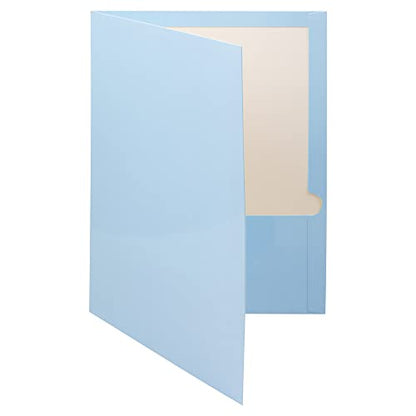 JAM PAPER Laminated Two Pocket Glossy School Folders - Letter Size - High Gloss Baby Blue - 6/Pack - color: Baby Blue, size: Pack of 6 Folders